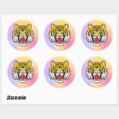 Laughing Tiger Face Artwork-21876 Runder Aufkleber (Blatt)