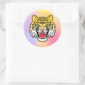 Laughing Tiger Face Artwork-21876 Runder Aufkleber (Tasche)