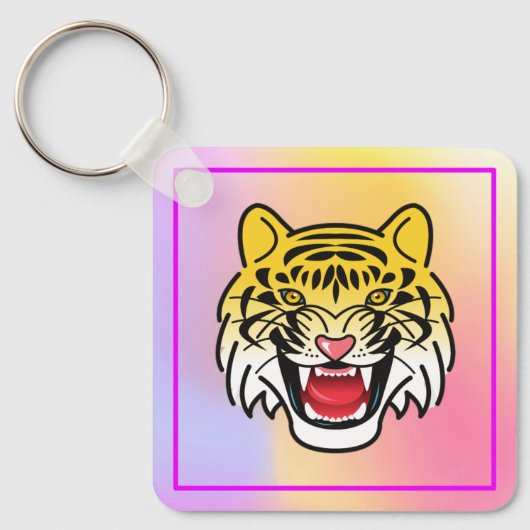 Laughing Tiger Face Artwork-21876 Schlüsselanhänger (Vorderseite)
