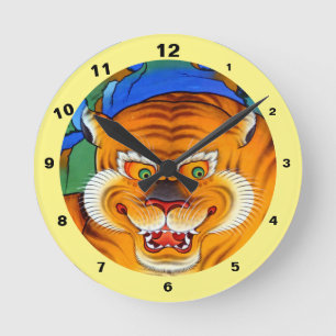 Laughing Tiger - Tibet, Himalaya (Uhr) Runde Wanduhr