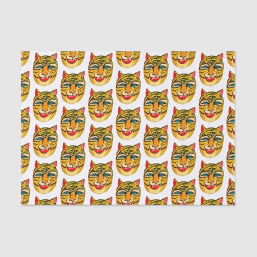 Laughing Tiger Wasserfarbmuster Seidenpapier (Vorderseite)