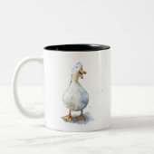 Laughing white Duck lustig gesprenkelter Wasservog Zweifarbige Tasse (Links)
