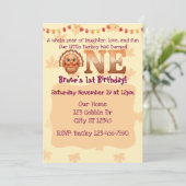 Laughter, Love, Fun, Little Turkey ONE birthday Einladung (Stehend Vorderseite)