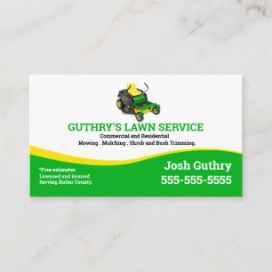 Launch Service Business Card mit Zero Turn Mäher Visitenkarte