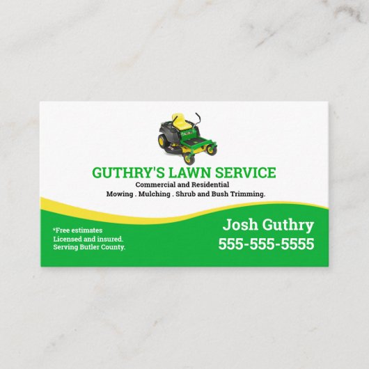 Launch Service Business Card mit Zero Turn Mäher Visitenkarte (Vorderseite)