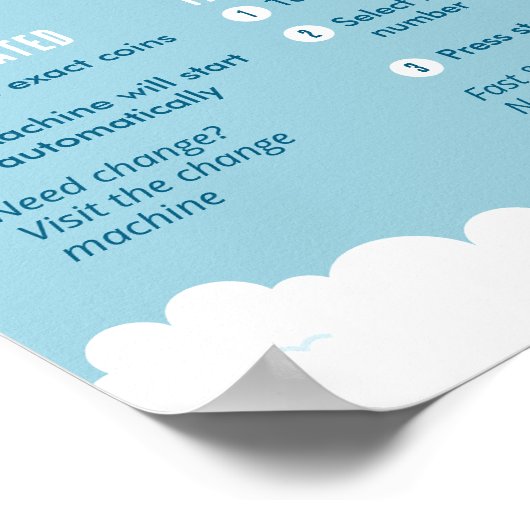 Laundromat Payment Instructions Poster Wall Sign (Ecke)