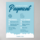 Laundromat Payment Instructions Poster Wall Sign (Vorne)
