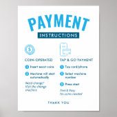 Laundromat Payment Instructions Poster Wall Sign (Vorne)