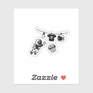 “Laundry Day in Space Minimal Cosmic Humor Design" Aufkleber