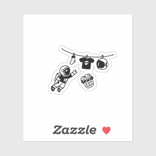 “Laundry Day in Space Minimal Cosmic Humor Design" Aufkleber (Blatt)