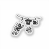 “Laundry Day in Space Minimal Cosmic Humor Design" Aufkleber (Vorderseite)