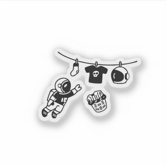 “Laundry Day in Space Minimal Cosmic Humor Design" Aufkleber (Vorderseite)