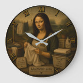 Laundry Funny Mona Lisa Housekeeping Gift Große Wanduhr (Vorderseite)