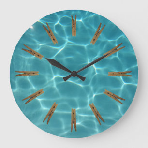 Laundry Room Clothespin Water Große Wanduhr