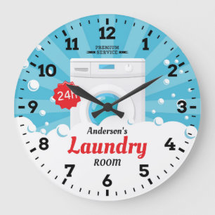 Laundry Room Personalizable Wall Clock Große Wanduhr