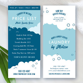 Laundry Service Dry Cleaner Price List Blue White Werbekarte