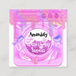 Laundry Washing Cleaning Service QR Code White Quadratische Visitenkarte