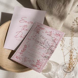 Laune Pink Handgezeichneter Floraler Garten Save T The Date