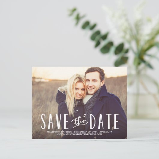 Laune | Save the Date Postkarte (Stehend Vorderseite)