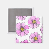 Launen und rosa Aquarellblumen Magnet (Vorderseite/Rückseite)