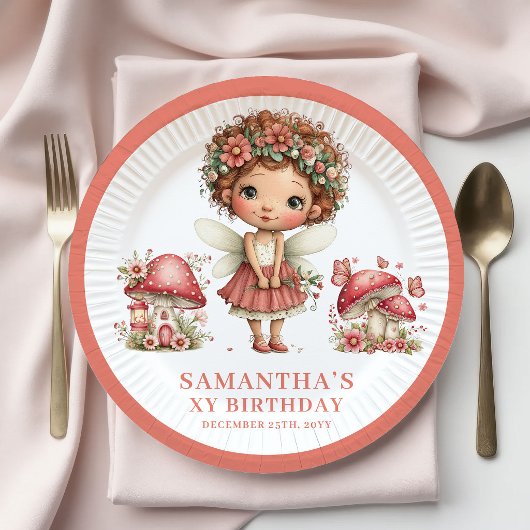 Launenhaft Fee 3. Geburtstag Rosa Blumen Teller