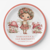 Launenhaft Fee 3. Geburtstag Rosa Blumen Teller (Vorderseite)