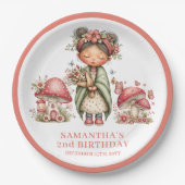 Launenhaft Fee 4. Geburtstag Rosa Blumen Teller (Vorderseite)