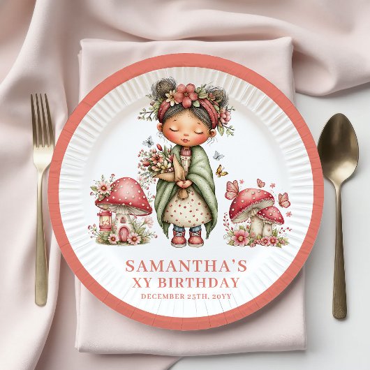 Launenhaft Fee 4. Geburtstag Rosa Blumen Teller