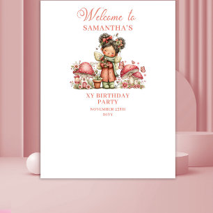 Launenhaft Fee 6. Geburtstag Rosa Blumen Wandteppi Wandteppich