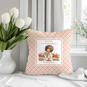 Launenhaft Fee 6. Geburtstag Rosa Blumen Wurf Kissen
