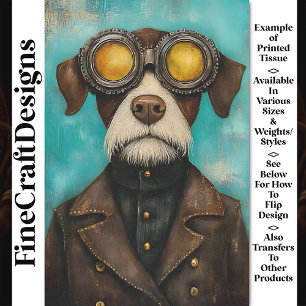 Launenhaft Steampunk Süßer Hund in Schutzbrille Z2 Seidenpapier