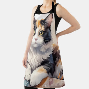 Launenhafte Aquarell-Kaliko-Katze und Schmetterlin Schürze