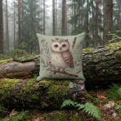 Launenhafte botanische Illustration einer Eule im  Kissen