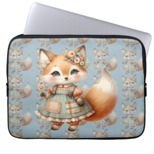 Launenhafte Cottagecore Florale Pastell Fuchs Laptopschutzhülle