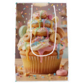 Launenhafte Cupcake Mädchen-Geburtstag Mittlere Geschenktüte (Rückseite)