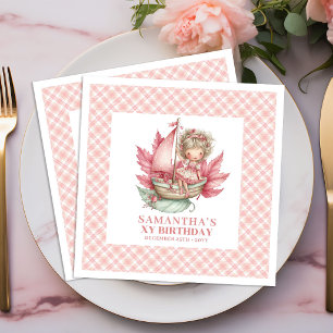 Launenhafte Feen-Mädchen-Geburtstags-Blush-Rosa Se Serviette
