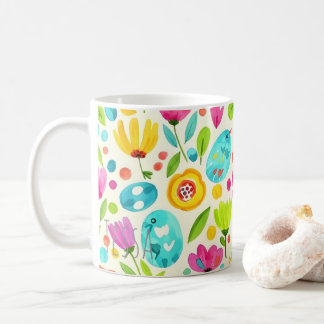 Launenhafte Frühlingsliedervögel und florale Volks Kaffeetasse