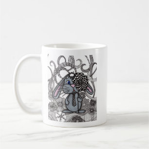 Launenhafte Keramik-Tasse mit Kaninchen in Krawatt Kaffeetasse