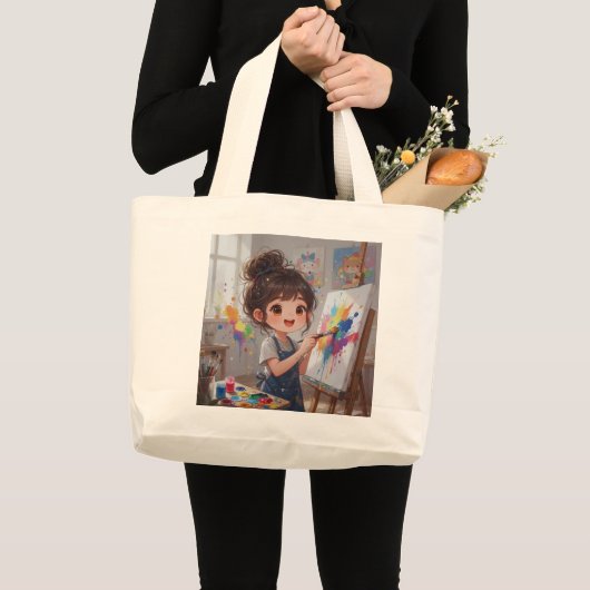 Launenhafte Mädchenmalerin-Tasche Jumbo Stoffbeutel (Vorderseite (Produkt))