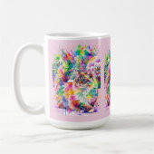 Launenhafte Regenbogen-Wasserfarbe Fluffige Katze  Kaffeetasse (Links)