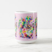 Launenhafte Regenbogen-Wasserfarben-Fluschkatze im Kaffeetasse (Mittel)