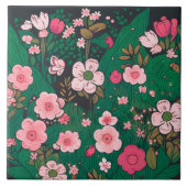 Launenhafte rosa Blumenkeramikfliese Fliese (Vorderseite)