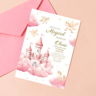 Launenhafte rosa Märchenprinzessin Geburtstag Einladung