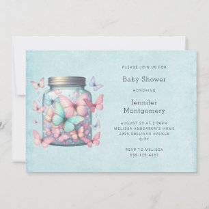 Launenhafte Schmetterlinge im Glas Baby Shower Einladung