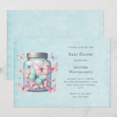 Launenhafte Schmetterlinge im Glas Baby Shower Einladung (Vorne/Hinten)