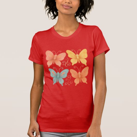 Launenhafte Schmetterlinge T-Shirt (Vorderseite)