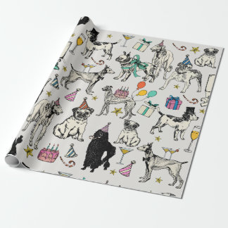 Launenhaften Hunde Geburtstagsfeier Geschenkpapier