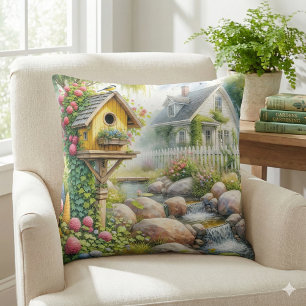 Launenhafter Cottagegarten-Vogelhausbach Kissen