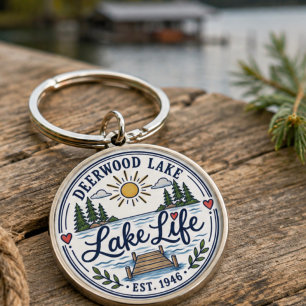 Launenhafter Deerwood Lake Dock Kiefern Schlüsselanhänger
