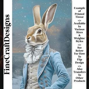 Launenhafter Hase in Blau gekleidet, Schnee CE9 Dé Seidenpapier